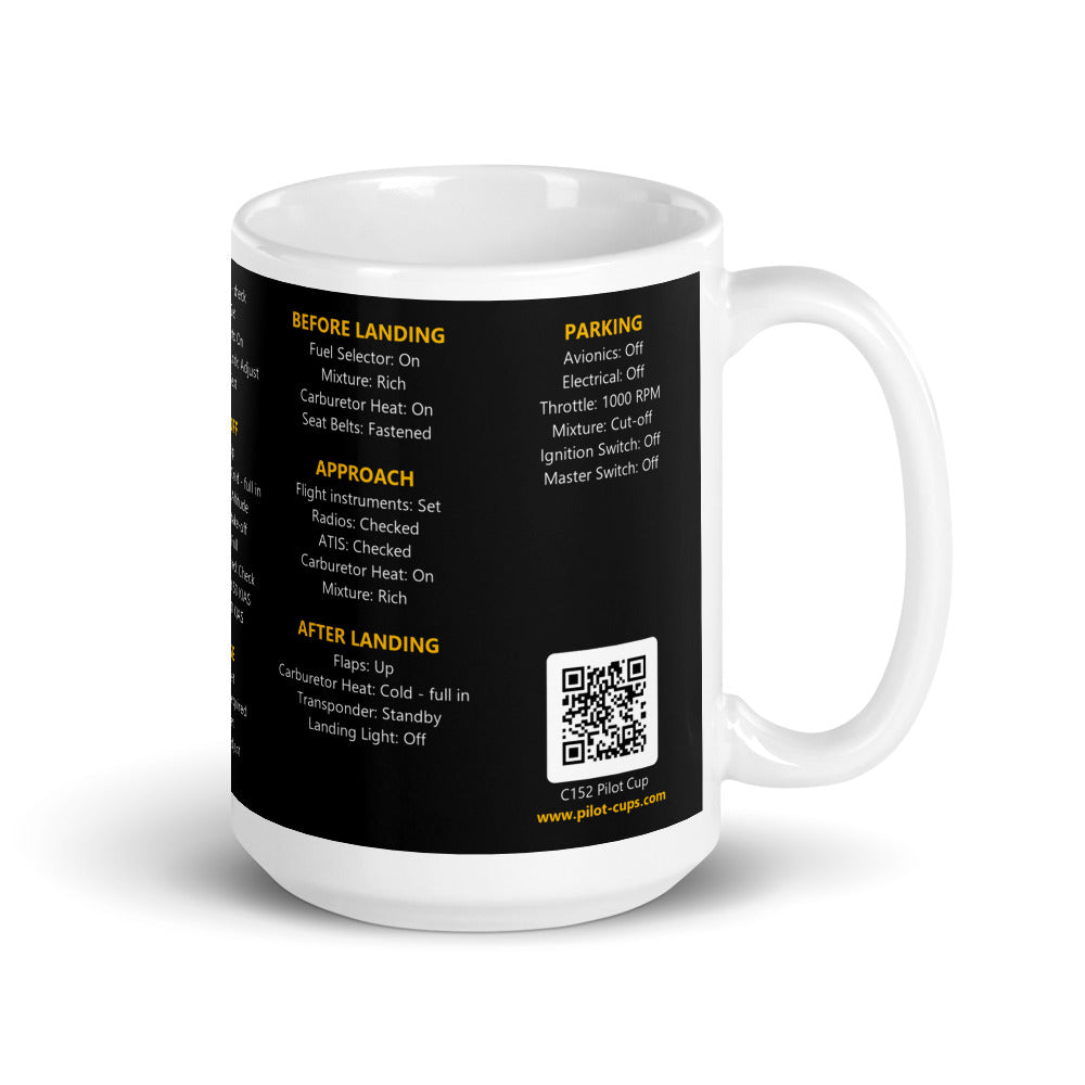Taza checklist Cessna 152 – negro – asa a la derecha