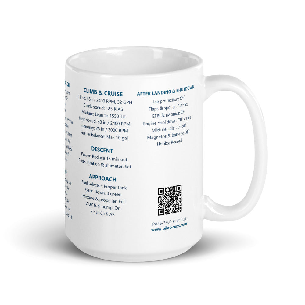 Tazza checklist Piper PA46-350P – bianco – manico a destra