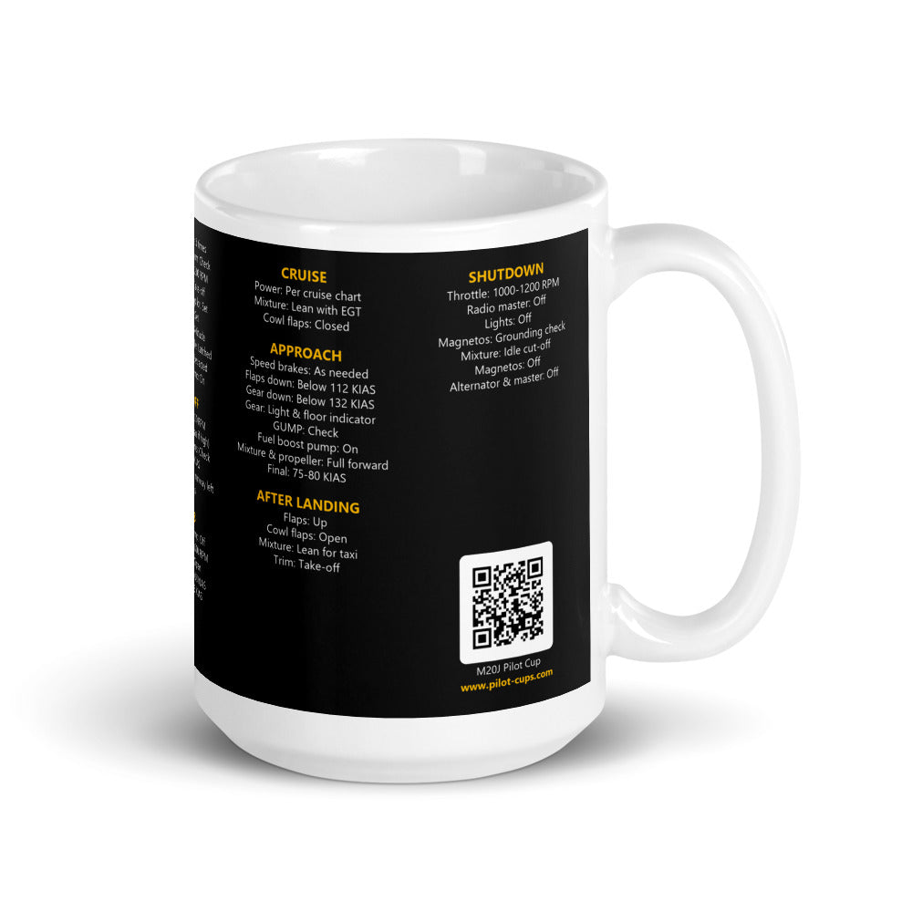 Taza checklist Mooney M20J – negro – asa a la derecha