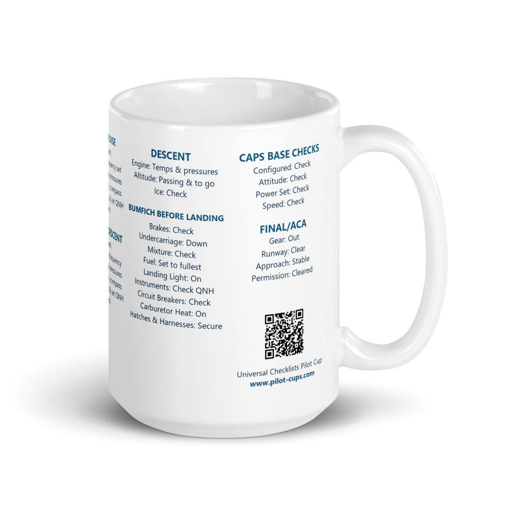 Taza checklists IFR universales – blanco – asa a la derecha