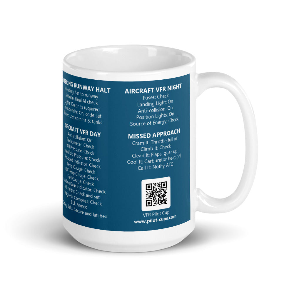 Taza checklists VFR universales – azul marino – asa a la derecha