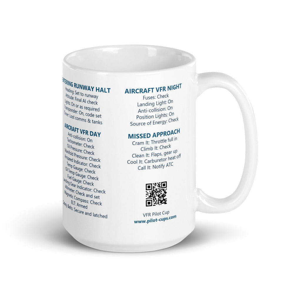 Taza checklists VFR universales – blanco – asa a la derecha